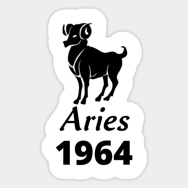 Black Aries Zodiac 1964 Sticker by Down Home Tees